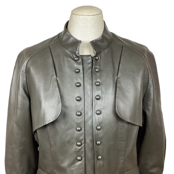 Per Se Leather Jacket Zip Up Dark Gray - Picture 6 of 14